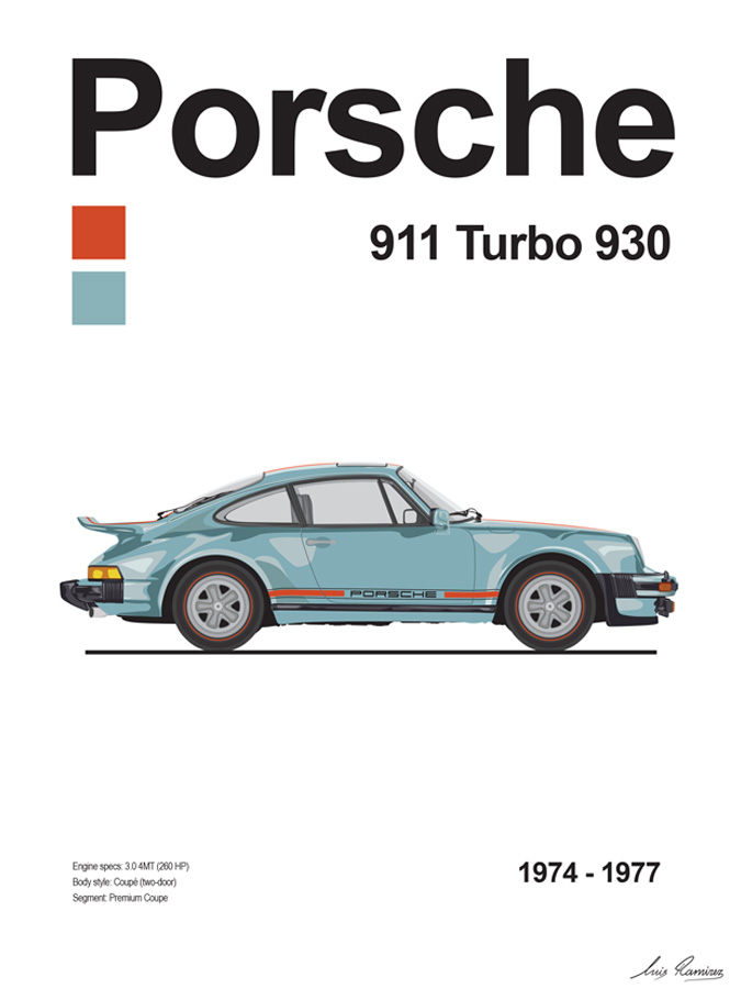 Porsche Poster Illustration by Luis Ramirez